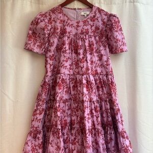 Likely Lilac Pink Floral Tiered Mini Dress
